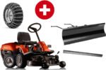 Husqvarna Frontmäher R 112C5 mit Mähdeck Combi 85 – Winterpaket mit Schneeschild, Gummileiste und Schneeketten