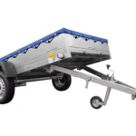 Einachs-tieflader Garden Trailer 264 Kipp Mit Stützrad, Querstreben Und Blauer Flachplane-Neu