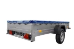 Einachs-tieflader Garden Trailer 264 Kipp Mit Stützrad, Querstreben Und Blauer Flachplane-Neu – Bild 7