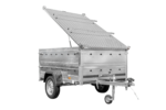 Leichtanhänger auf Federn 200×125 UNITRAILER GARDEN 201/R KIPP mit BIS-Seiten und Aluminiumabdeckung