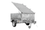 Leichter Anhänger 200×125 UNITRAILER GARDEN 201 KIPP mit BIS-Seitenwänden und Aluminiumabdeckung